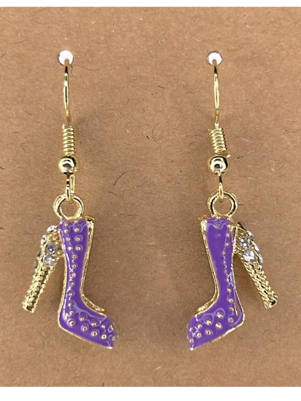18k Gold Platted Hook Cute High Heel Dangle Earrings Fashion Jewelry